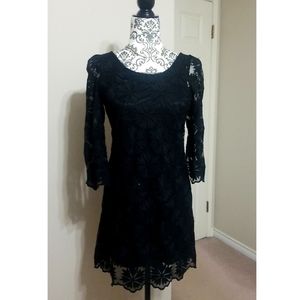 LOFT 82 one size, black with flower pattern dress